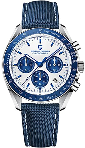 RollsTimi Pagani Design 1701 V3 Men's Chronograph Quartz Dial 40mm VK63 Movement Stainless Steel Mirror Sapphire Watch 100 Meter Water Resistant Sport Watch