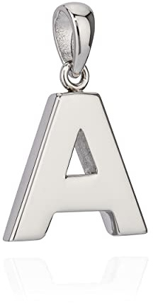 NKlaus Kettenanhänger Buchstabe A–Z, 925 Silber, klein, rhodiniert, 1 Stück | Anlaufgeschützt; Öse innen 3 x 4mm; für Damen