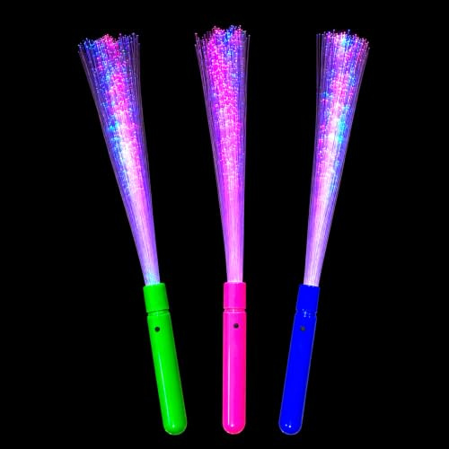 BF Souvenirs 3 Stück LED Wedel Leuchtstab Glasfaser Blinkstab Partystab Leuchtwedel 36cm - in 3 Farben - Hochzeit Konzert Party Geburtstag Firmenfeier