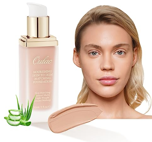 Oulac Fondotinta Coprente Professionale - Formula Leggera e Idratante, Liquido Lunga Tenuta, Alta Coprenza, Adatto Tutti Tipi Pelle, Tonalità: 05 Nude