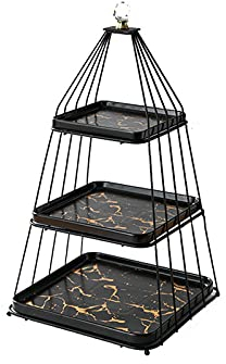 Kuchenständer ServierStänder 3-Lagenkeramik-Kuchen-Ständer mit Griffen Licht Luxus-Nachmittag Tee Dessert-Tisch Hochzeits-Party-Kuchen-Anzeigen-Standgebäck-Service-Tablett Tortenständer ( Color : Schw