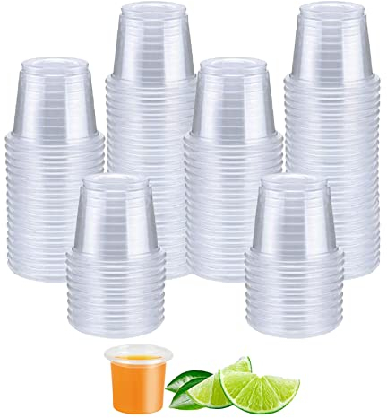 Panexf 200 Pack Plastic Shot Glasses Shot Cups Reusable Glasses 2cl/20ml Mini Shot Glasses Deseret Glass for Parties Festival, Drinking Games, Jelly Cup