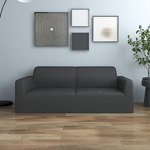 vidaXL Stretch Sofahusse 2-Sitzer Wiederverwendbar Sofabezug Sofa Abdeckung Überwürfe Universal Stretchhusse Sofaschoner Anthrazit Polyester-Jersey
