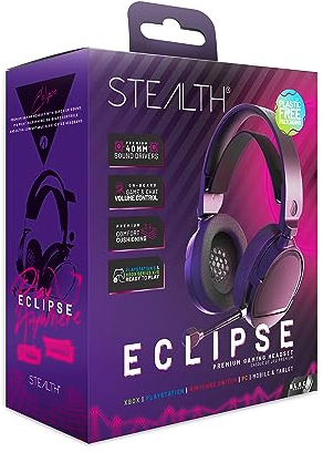 STEALTH ECLIPSE Over Ear Gaming Headset in Black Compatible with PS4, PS5, XBOX, Switch and PC - with Flexible Mic, 3.5mm Jack, 1.5m Cable, Lightweight, Comfortable and Durable