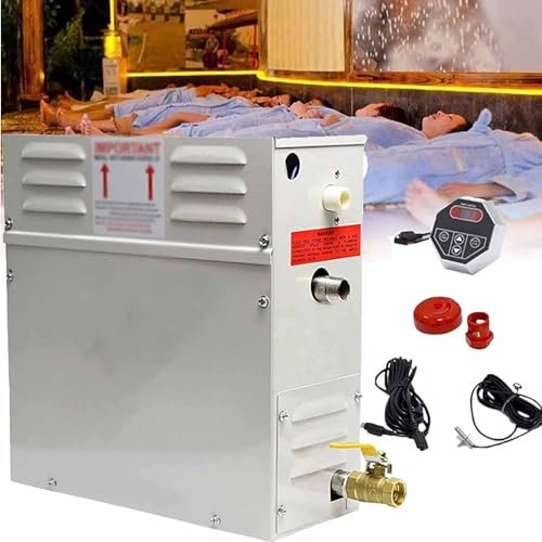 PixCy 3kw-21kw Generador De Vapor Sauna Baño Turco Ducha Dentro De con Drenaje Y Panel De Control a Prueba De Vapor para Hogar Gimnasio Hotel Salón De Belleza,220V-15kw