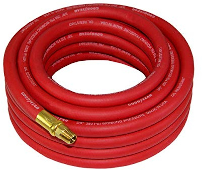 Goodyear 30 ft x 3/8 Red Rubber Air Hose 250 PSI - Made in USA