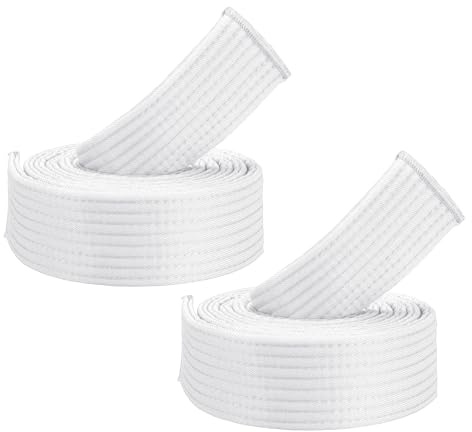 PATIKIL Taekwondo Farbige Ranggürtel, 2er Pack 1,6 x5,3FT Polyester Kampfsport Judo Karate Gürtel für Unterricht Praxis, Weiß