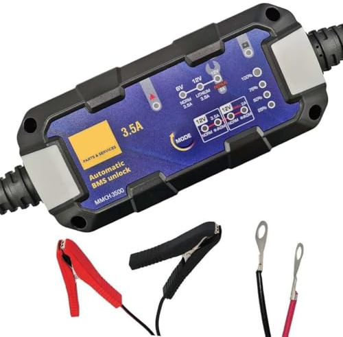 Cargador de batería 3,5 A PLOMO/ÁCIDO/AGM/GEL/Litio 6/12 V Imanes Marelli MMCH-3500 - Mantenedor de carga de moto/scooter hasta 60AH