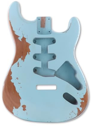 Sunsmile Relic Chitarra Elettrica Corpo Nitro Top Ontano Legno ST Style DIY Chitarra Corpo S-S-S Sonic Blue.