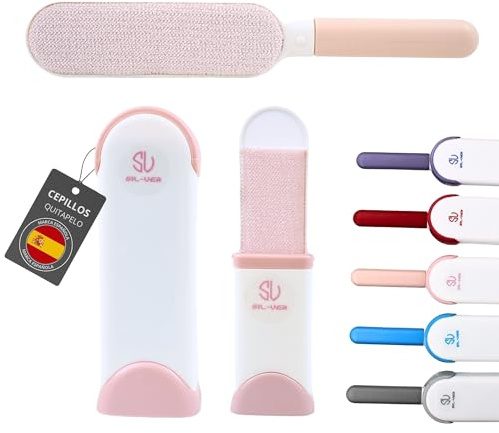 SILVERSTORE® Lot de 2 brosses anti-poils d'animaux de maison et de voyage - Brosse anti-peluches pour vêtements - Élimine les poils de chats, chiens et vêtements, etc. (Rose)