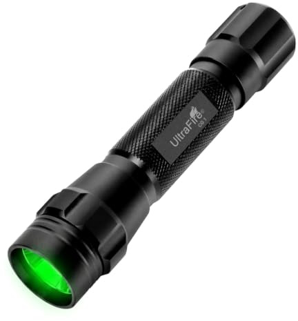 ULTRAFIRE - Linterna LED verde 520-530 nm con batería y cargador - Luz de 200 m para observación nocturna de los depredadores de cerdo, CG1