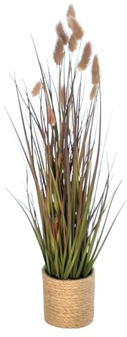 creativ home Künstliches Lagurusgras, Lampenputer, Kunstpflanze, Dekopflanze, Dekogras, Kunstgras im Topf ca. 60cm