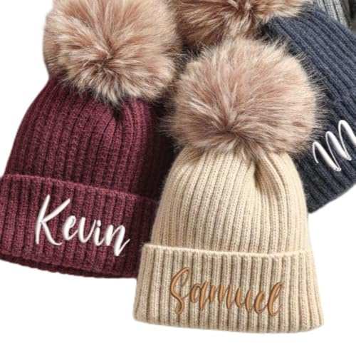 Personalisierte bestickte Mütze, Beanies, personalisierte Babymütze mit Namen, individuelle Partyhüte (Kinder (46–52 cm)
