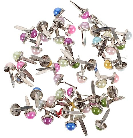Operitacx 50stücke Perlendruckknöpfe Metall-perlen-brads Papierverschlüsse Für Scrapbooking Basteln Handwerken Und DIY-projekte Verschiedene Pastellfarben