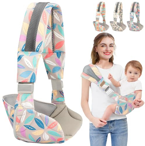 HINATAA Baby Sling Carrier, Baby Carrier with Waist Support, Portable Ergonomic Toddler Carrier Sling, Adjustable Thick Baby Wrap Carrier for Newborn Up to 3-36 Month (Leaves)