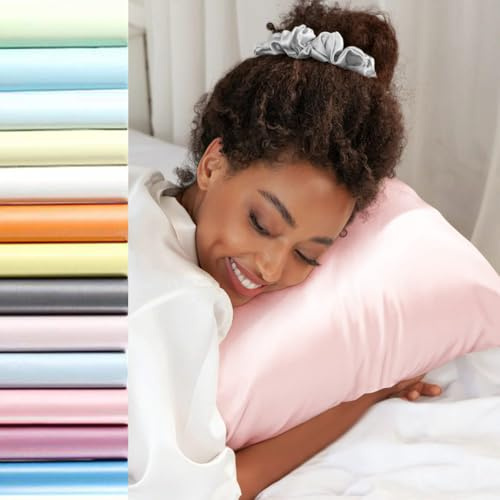 SeidenKissenbezug 40x80,Jaciu Kissenbezüge aus Seide,für Haar und Haut Beide Seiten Echte Seide Kissenbezüge Versteckter Reißverschluss 21 Momme Silk Pillowcase, 1 Stück, Rosa 40x80cm
