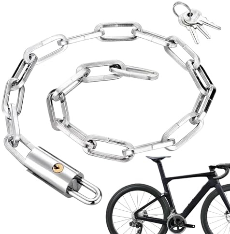 Candado de cadena para bicicleta,Cerradura de cadena para motocicleta - Candado de cadena con llaves Candado de acero para bicicleta - Accesorios de bicicleta gruesa de cadena de seguridad resistente