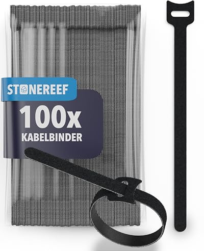 Klett-Kabelbinder 100 Stück 150x12 mm wiederverwendbar Kabel Organizer | Hält ohne Abschneiden: Klettverschluss lässt sich beliebig oft öffnen, neu wickeln und wieder schließen