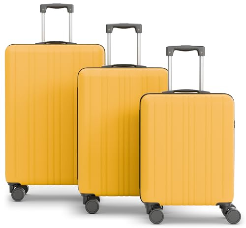 Wertes Koffer Set 3 teilig - TSA Schloss Kofferset platzsparend mit Doppelrollen, Reisekoffer, Koffer & Trolleys, Reisekoffer mit Rollen