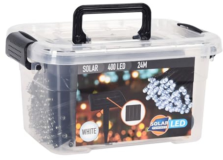Well Home LED-Solar-Lichterkette mit 400 Glühbirnen, 4 m Kabel, kaltweiße LED und polykristallines Solarpanel