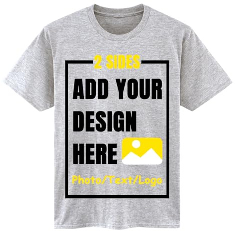 CMLONGQIA Custom T Shirts for Men Women Personalised Photo Text Logo Shirt | Personalised Cotton T Shirts Crewneck Tee Shirts Design Your Own Text Picture Logo for Birthday Christmas Army Green 2XL
