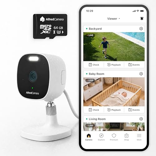 AlfredCam Plus 2 Überwachungskamera Außen, 2.5K 4MP, Farb-Nachtsicht, LED-Scheinwerfer, IP65 wetterfest, KI-Erkennung, 5GHz/2,4GHz WLAN, magnetische Montage, inkl. 64GB microSD