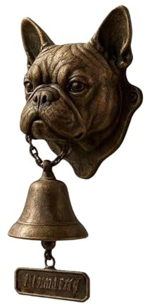 Hund Willkommen Türklingel, Retro Hundekopf Kopfform Dekoration Türglocke, Vintage Willkommensglocke für Innen- und Außenbereich, Hängende Wandmontage Abendessen Glocken (E)
