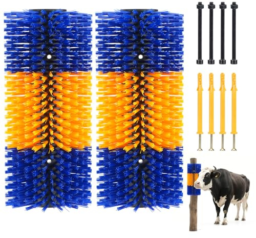 Uross Livestock Scratching Brush 2PCS- Goat Horse Cow Scratching Post for Grooming, 17 x 7.9 Horse Cow Cattle Goat scratcher Brush with 8 Screws for Back Itch Relief & Keep Cleaning