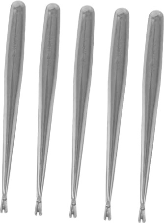 FRCOLOR 5 Piezas Removedor de Cutículas de Acero Inoxidable Herramienta Profesional de Cuidado de Uñas Doble Punta para Manicura y Pedicura Eliminador de Muerta
