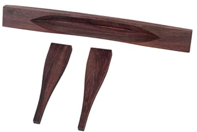Milisten Gitarrenbrücke für Bassgitarre aus Braunem Holz mit Verstellbarem Archtop Design Ersatzbrücke mit Mittelstück und Zwei Flügelteilen für Musikinstrumente