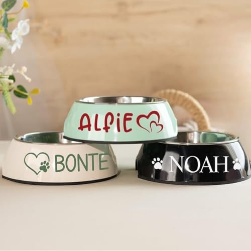 Futternapf aus Edelstahl mit Namen, personalisierbar, für Futter und Wasser, Geschenk für Hundeliebhaber (22 cm)