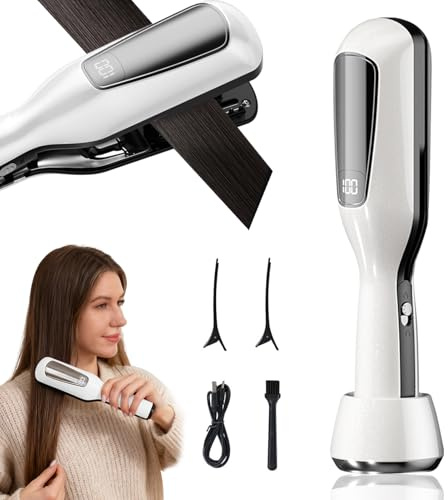 Kabelloser Tragbarer Spliss Entferner Gerät Mit Negativ-Ionen-Haarpflege, Splissentferner Haarspliss Trimmer mit LED Anzeige, Split Ends Hair Trimmer, Entfernt Spliss Und Geschädigtes Haar (Weiß)