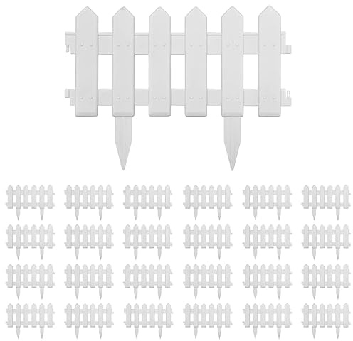 Bordure de Jardin, Bordure de Pelouse Gazon Parterre Bordurette Clôture de Jardin 25 pcs Blanc 10 m PP
