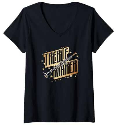 Femme Hautbois Musicien Treble Maker T-Shirt avec Col en V
