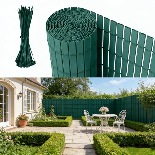 Ferzone Canisse PVC 120x500cm Brise Vue, Canisse PVC Corrosion et Aux Intempéries, Brise Vue Balcon Renforcement, Canisses Anti-moisissure Résistant aux UV, Intimité pour Jardin Terrasse (Vert)