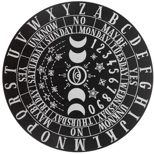 Beaupretty Plateau de Divination en Bois Massif 25 Cm, Planche Sculptée Motif Énergétique Noir et Blanc, Accessoire de Radiesthésie pour Contemplation et Décoration Ésotérique à Domicile