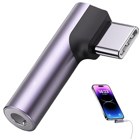 Voltrique Adaptador Jack a USB C 3.5mm Auriculares Micrófono 90 Grados DAC Chip Audio Hi-Fi Sin Ruido Compatible con 16 15 Pro MAX Galaxy S25 S24 S23 Ul-tra iPad Pro MacBook