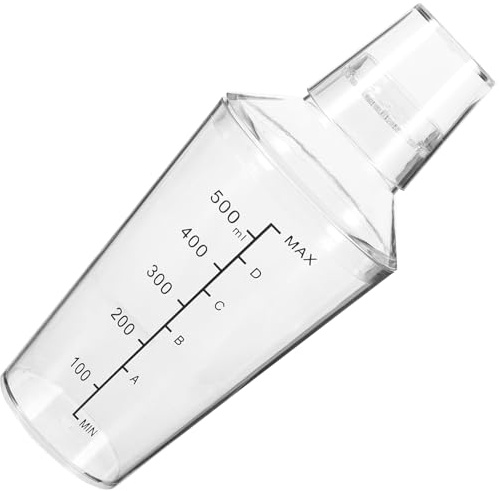 HEALEEP Vaso Mezclador de Cócteles de 530 Ml Transparente Escala, Coctelera de Plástico para Bar y Hogar, Agitador Portátil para Té Leche y Jugos, Resistente a Fugas