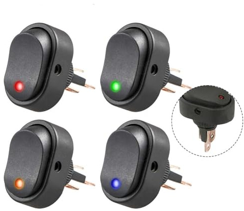 12V 30A LED Wippschalter 5er Set für Fahrzeugbeleuchtung Schaltungen und Stromschaltung für Auto Motorrad Boot und Camper (Rot)