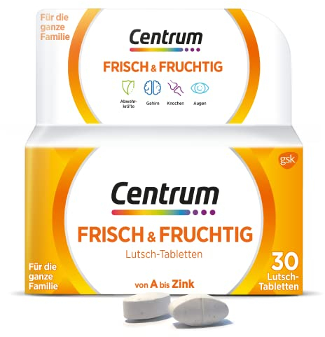 Vitamine - Centrum Frisch & Fruchtig Multivitamin – Leckeres, hochwertiges Nahrungsergänzungsmittel mit Mikronährstoffen – Für die ganze Familie – Vitamine, Mineralstoffe, Spurenelemente – 30 St.