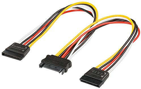 Wentronic - Juego de 2 cables de alimentación internos (conector SATA a 2 conectores SATA), color negro