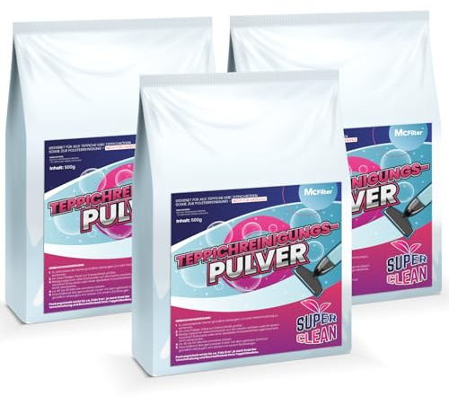 McFilter I Polster- und Teppichreinigungspulver I 3x 500 Gramm I geeignet für Teppiche, Polster und Teppichböden, sowie zur Polsterreinigung, gegen Schmutz und schlechten Geruch und Staub I 3 Stück