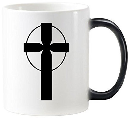 Religion Christentum Belief Kirche schwarz circle Heiligen Kreuz Kultur, Design Art Illustration Muster 'wärmeempfindliche Farbwechsel Farbe Tasse Milch Kaffee mit Griffe 350 ml