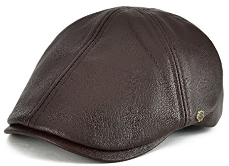 VOBOOM Leather Ivy Newsboy Caps 6 Panel Cabbie Beret Hat (7 1/4, Light Brown)