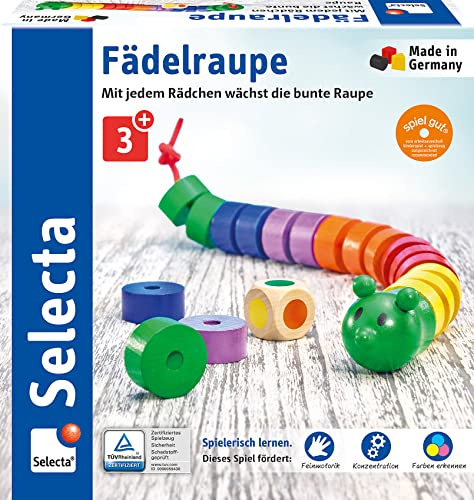 Selecta 63005 Fädelraupe, Würfel- und Fädelspiel,3 Jahre to 6 Jahre, mehrfarbig