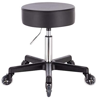 1stuff Profi Rollhocker Arzthocker Squash 35 Speedy, ca. 53-73cm, Schwarz | 1stuff Markenqualität vom Fachhandel aus DE, Skaterollen, Höhe bis ca. 73cm, Praxishocker, Drehhocker 360°, Studiohocker
