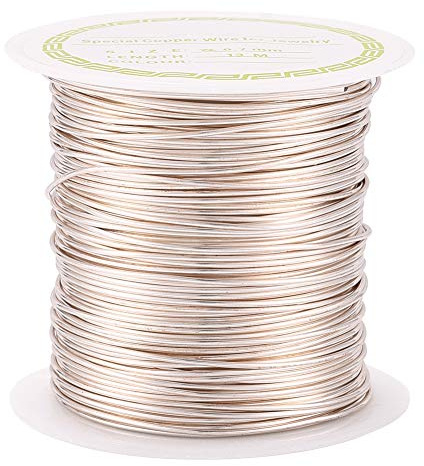 Beadthoven Kupferdraht, 0,7 mm, anlaufgeschützt, 13 m, biegbare Metalldrähte, Silber, für Schmuckverpackung, Perlenstickerei, Skulptur, Handwerk