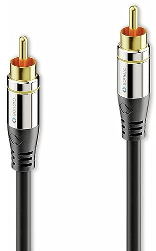 Sonero Premium 1,5m Cinch Kabel, 1x Cinch Stecker auf 1x Cinch Stecker, Subwoofer, Verstärker, Beamer, AV Receiver, schwarz