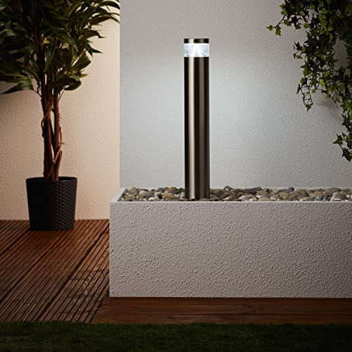 Brilliant spritzwassergeschützte LED Außenlampe -Standleuchte für Außen und den Garten - gefertigt aus rostfreiem Edelstahl - mit 4W & kaltweißer Lichtfarbe (6500 Kelvin) und IP44-50cm Höhe