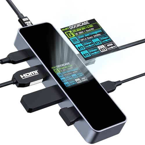 DOCKCASE Explorer Edition Smart 6-en-1 Hub USB C, 1 Gigabit Ethernet, Adaptador USB C HDMI 4k@60hz, PD 3.0 100w, 2 USB-A 3.2, 1 USB-C, Dock Station (Gris Espacial)